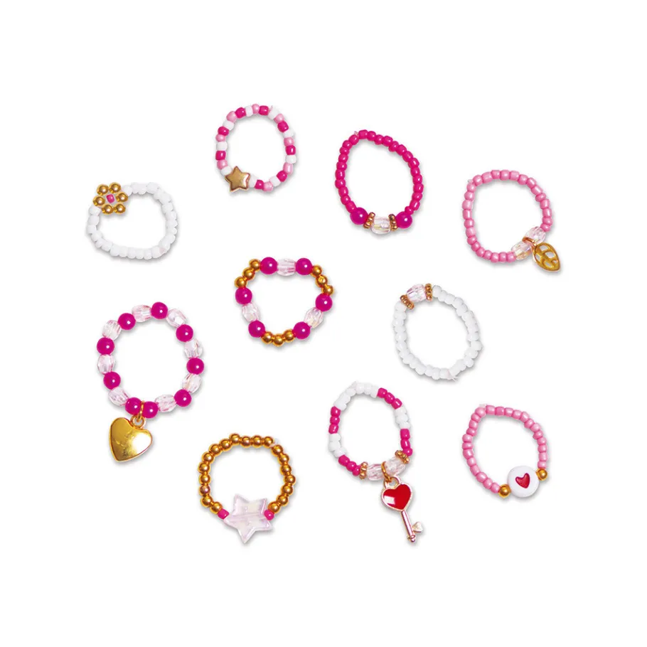 Janod 10 Bagues En Perles Lovely A Créer* Collection "Les Ateliers Bijoux" & Les Perles