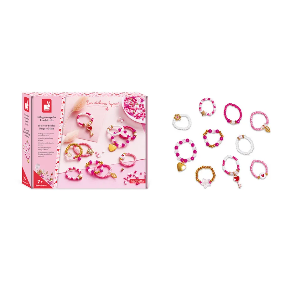 Janod 10 Bagues En Perles Lovely A Créer* Collection "Les Ateliers Bijoux" & Les Perles