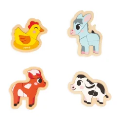 Janod 4 Puzzles Evolutifs Ferme* Tracteurs & Animaux De La Ferme|Puzzles En Bois Premier Âge