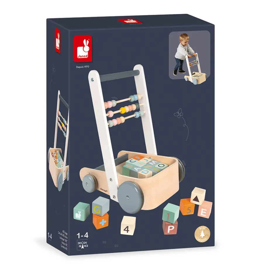 Janod ABC Buggy Sweet Cocoon (bois)* Cubes & Pyramides|Jouets À Bascule, Porteurs & Chariots
