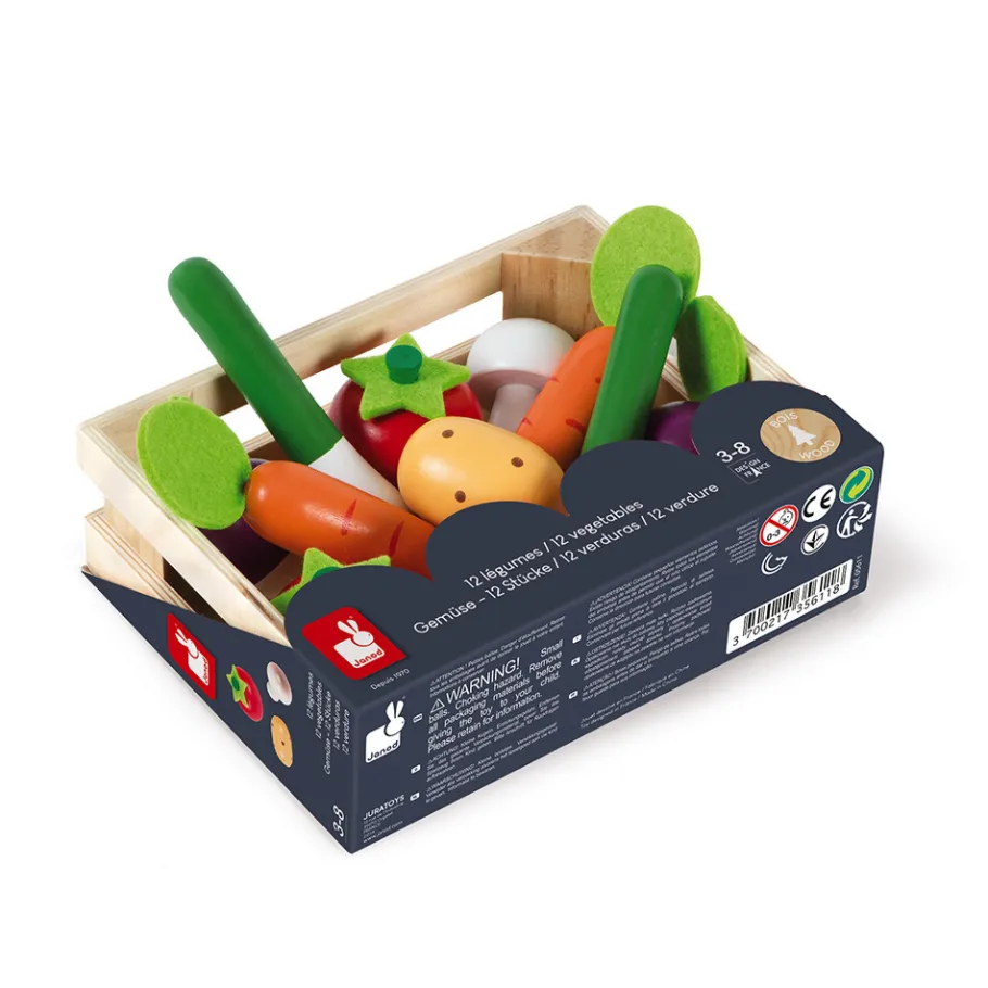 Janod Cagette de 12 légumes (bois)* Cuisines, Dinettes & Marchandes