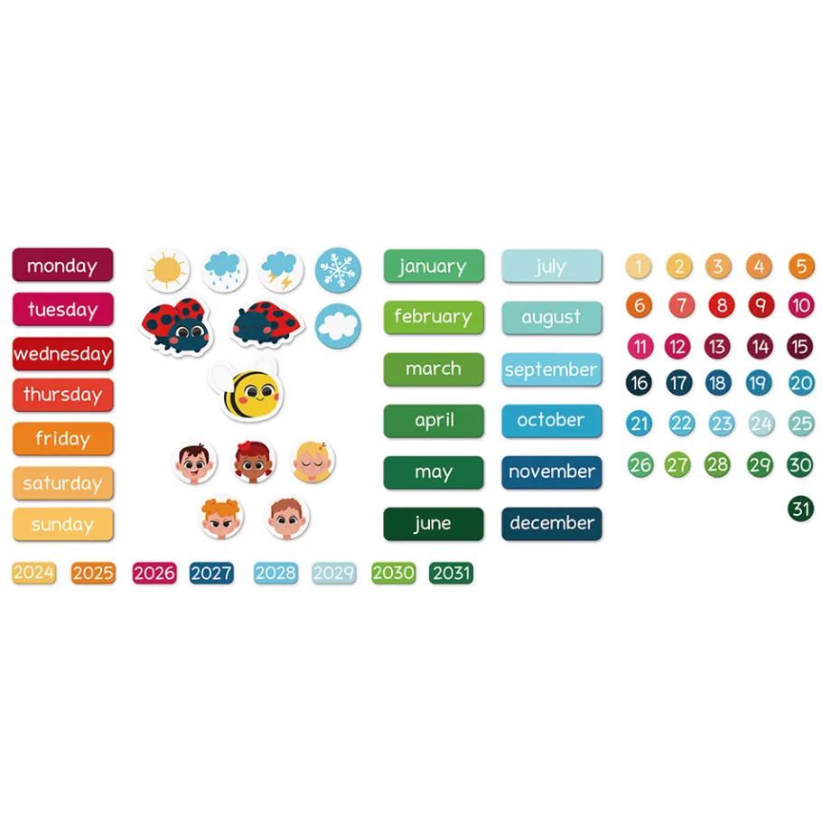 Janod Calendrier Magnétique - Anglais* Jeux Éducatifs Primaire|Jeux Éducatifs Maternelle