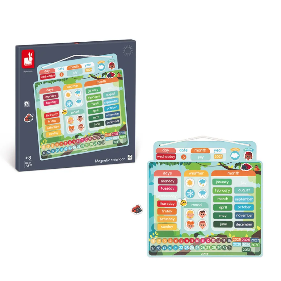 Janod Calendrier Magnétique - Anglais* Jeux Éducatifs Primaire|Jeux Éducatifs Maternelle