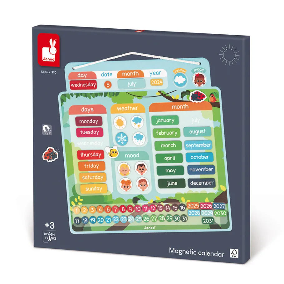 Janod Calendrier Magnétique - Anglais* Jeux Éducatifs Primaire|Jeux Éducatifs Maternelle