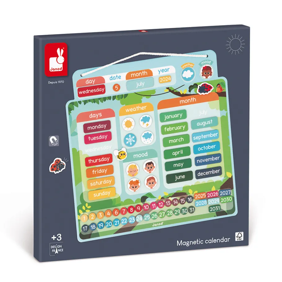 Janod Calendrier Magnétique - Anglais* Jeux Éducatifs Primaire|Jeux Éducatifs Maternelle