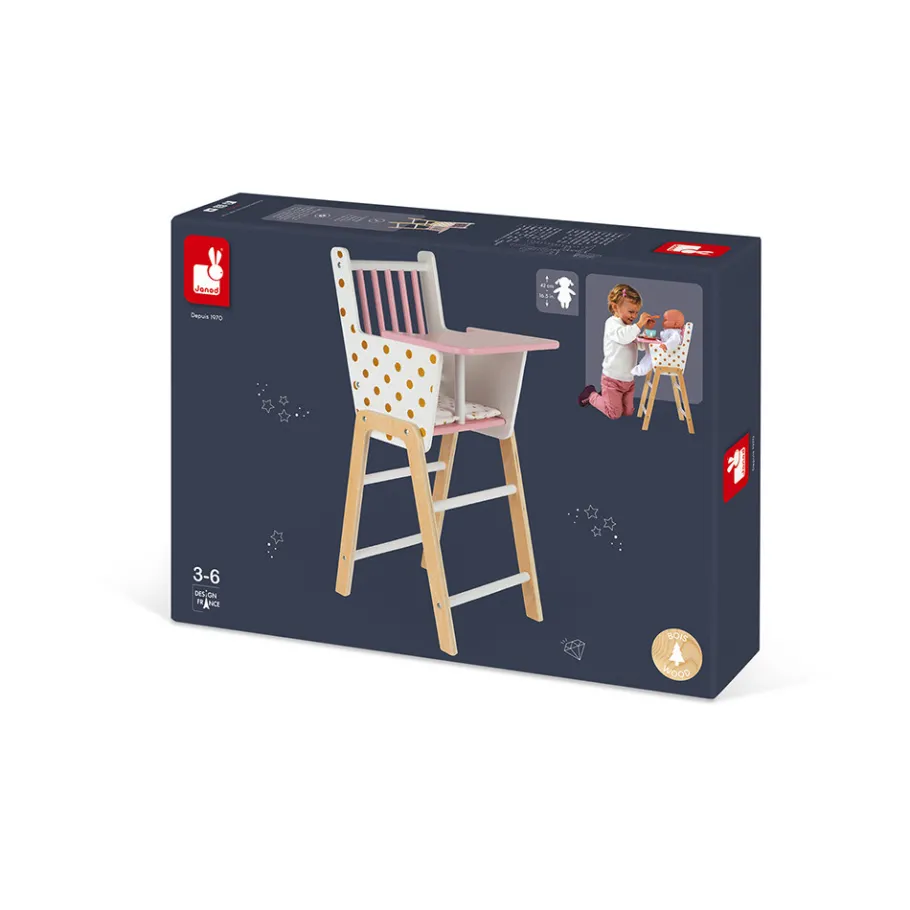 Janod Chaise Haute Candy Chic (bois)* Accessoires Poupons, Poupées & Ménage