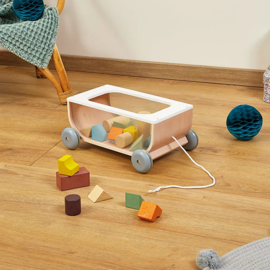 Janod Chariot de Cubes Sweet Cocoon (bois)* Formes & Couleurs|Cubes & Pyramides