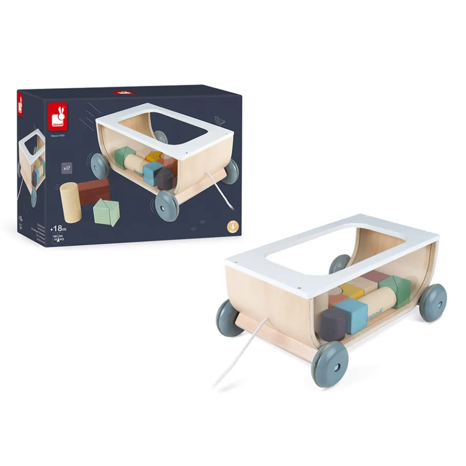 Janod Chariot de Cubes Sweet Cocoon (bois)* Formes & Couleurs|Cubes & Pyramides