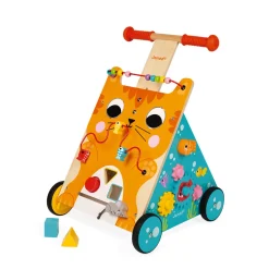 Janod Chariot Multi-Activités Chat (bois)* Bouliers, Loopings & Panneaux D'Activités|Manipulation & Encastrement