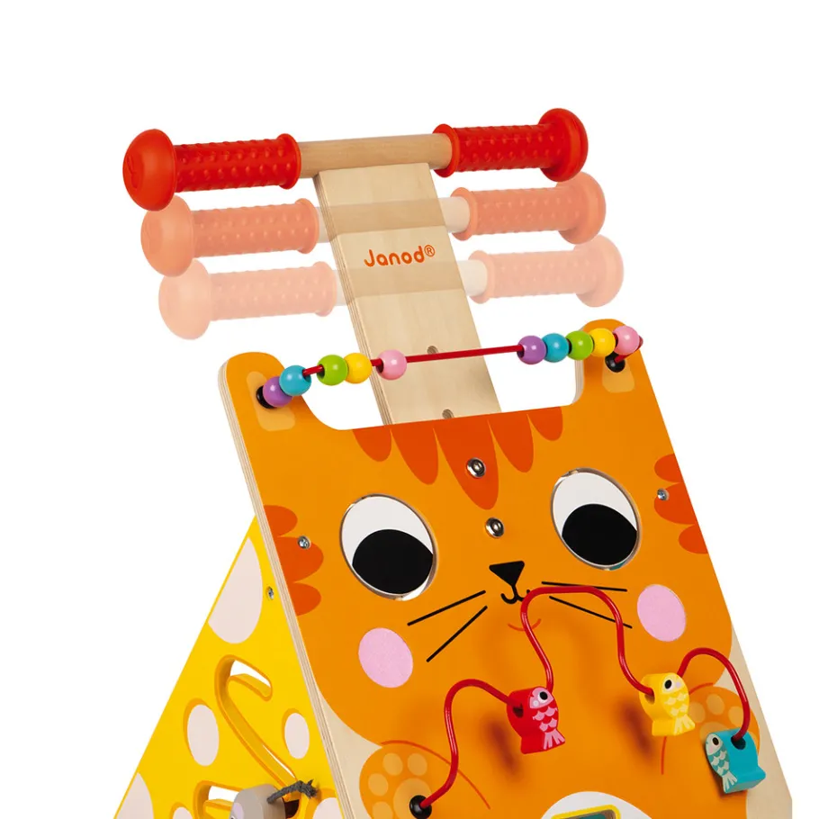 Janod Chariot Multi-Activités Chat (bois)* Bouliers, Loopings & Panneaux D'Activités|Manipulation & Encastrement