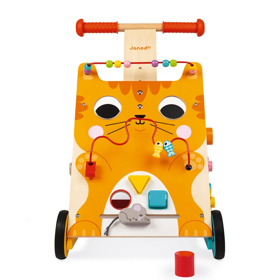 Janod Chariot Multi-Activités Chat (bois)* Bouliers, Loopings & Panneaux D'Activités|Manipulation & Encastrement