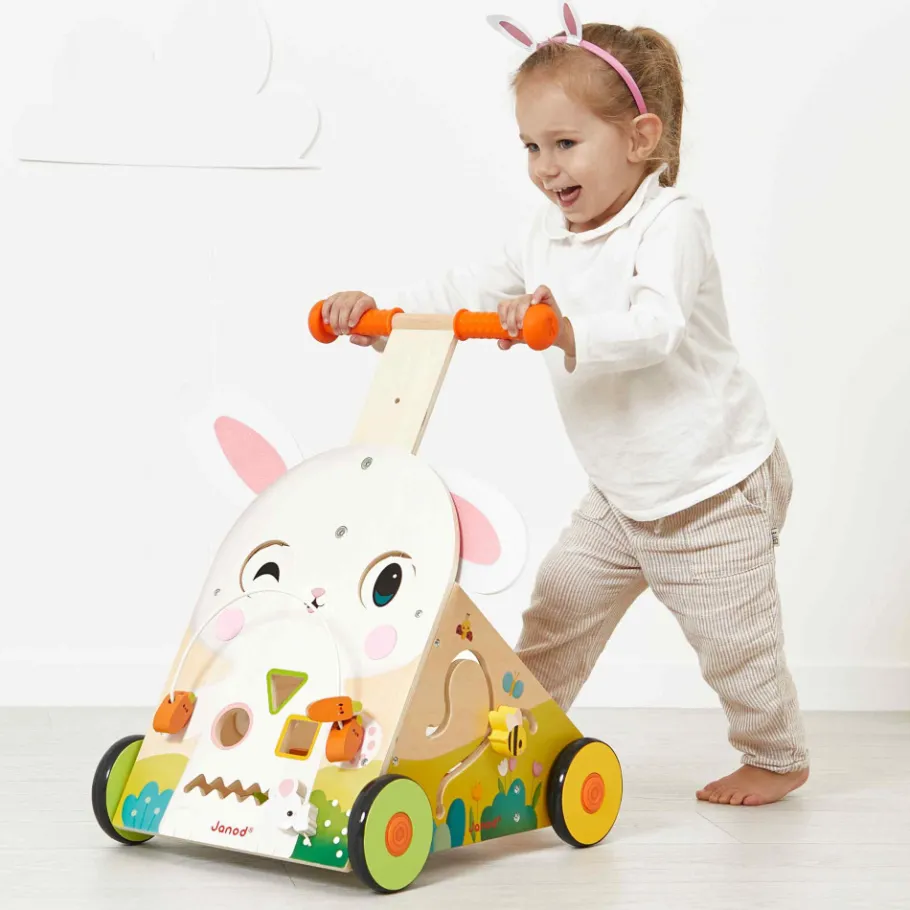 Janod Chariot Multi-Activités Lapin en bois* Tracteurs & Animaux De La Ferme|Manipulation & Encastrement
