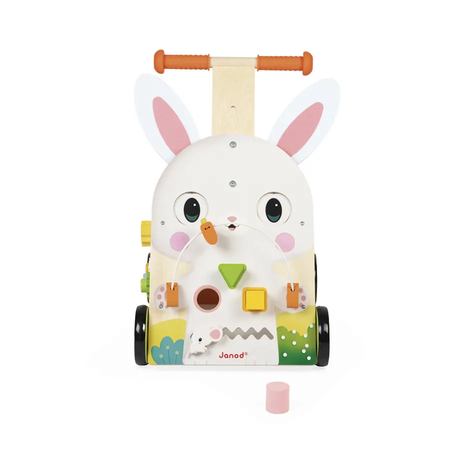 Janod Chariot Multi-Activités Lapin en bois* Tracteurs & Animaux De La Ferme|Manipulation & Encastrement