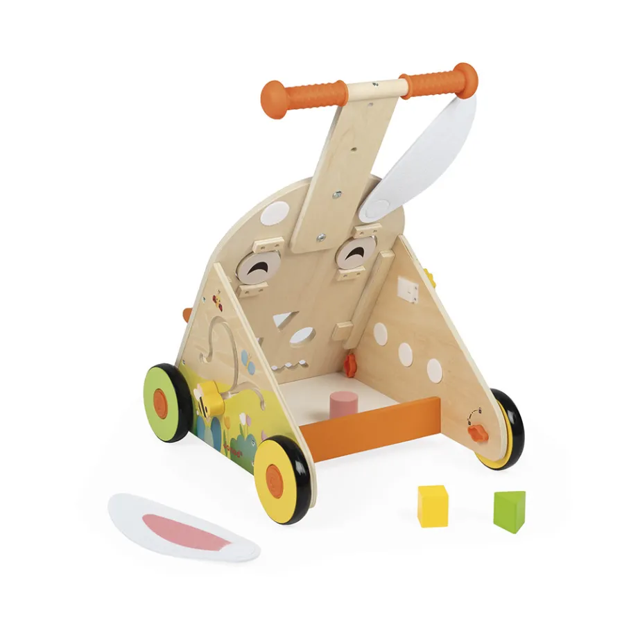 Janod Chariot Multi-Activités Lapin en bois* Tracteurs & Animaux De La Ferme|Manipulation & Encastrement