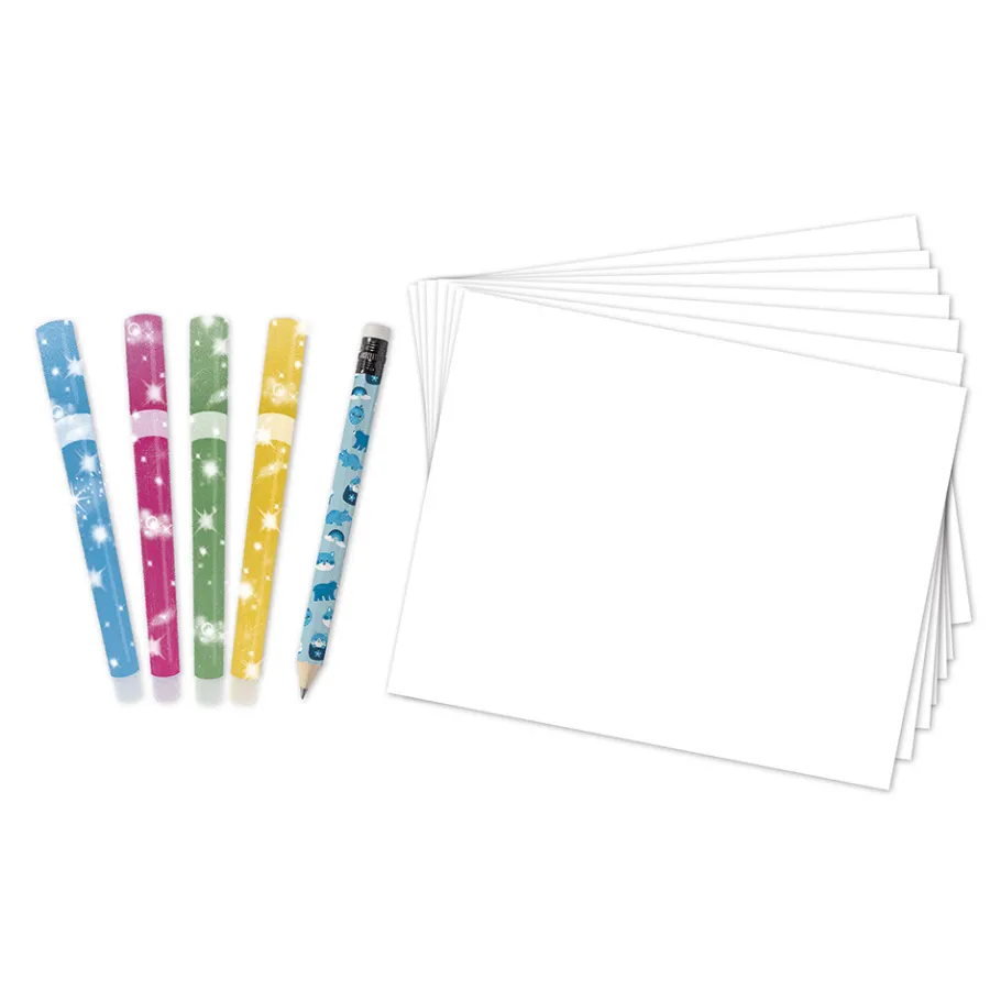 Janod Coffret Créatif Dessin 20 Coloriages avec Feutres pailletés* Peinture Par Numéro & Coloriage