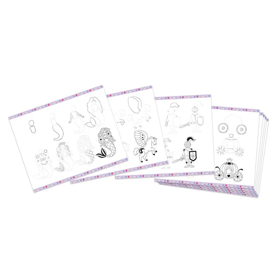 Janod Coffret Créatif Dessin 20 Modèles Fantasy* Peinture Par Numéro & Coloriage