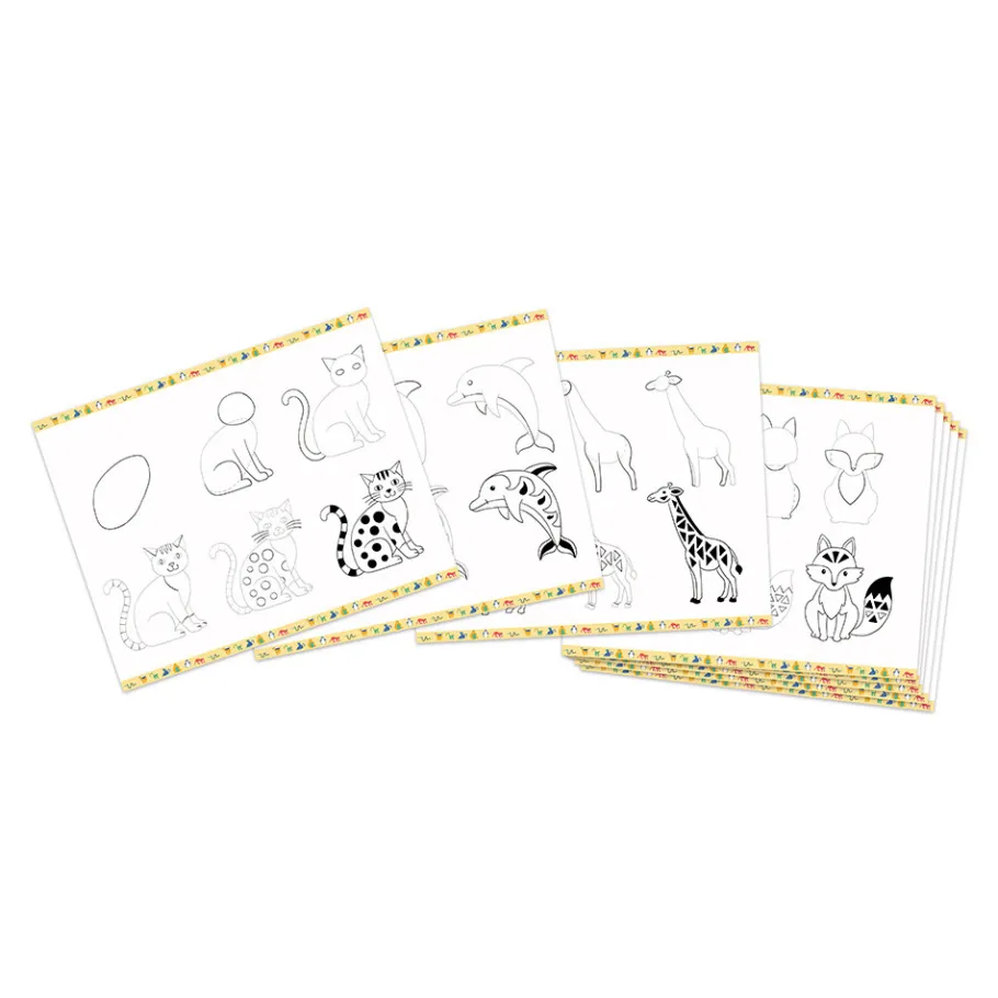 Janod Coffret Créatif Dessin 20 Modèles Animaux* Peinture Par Numéro & Coloriage