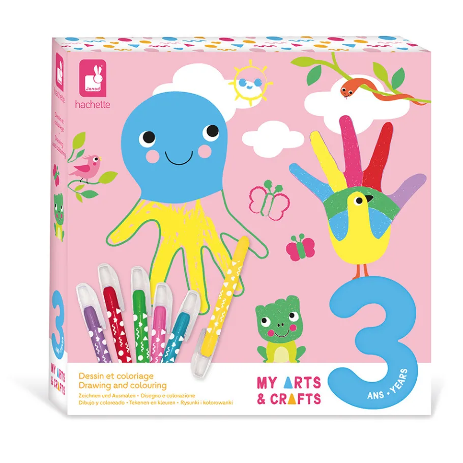 Janod Coffret Créatif Dessin et Coloriage - 3 ans* Peinture Par Numéro & Coloriage