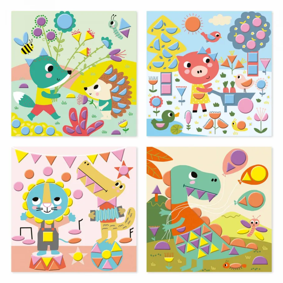 Janod Coffret créatif Gommettes Géométriques - 3 ans* Mosaïques & Gommettes