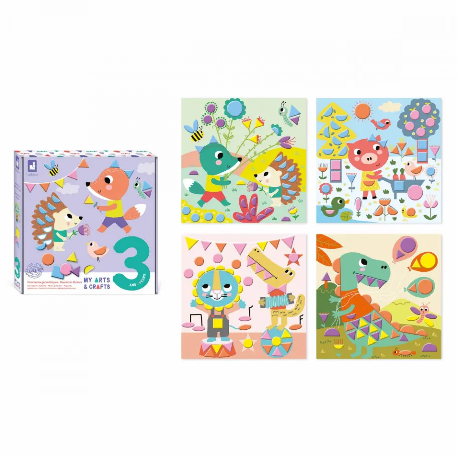 Janod Coffret créatif Gommettes Géométriques - 3 ans* Mosaïques & Gommettes