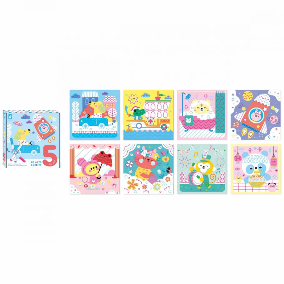 Janod Coffret Créatif Graphisme - 5 ans* Tampons & Papeterie