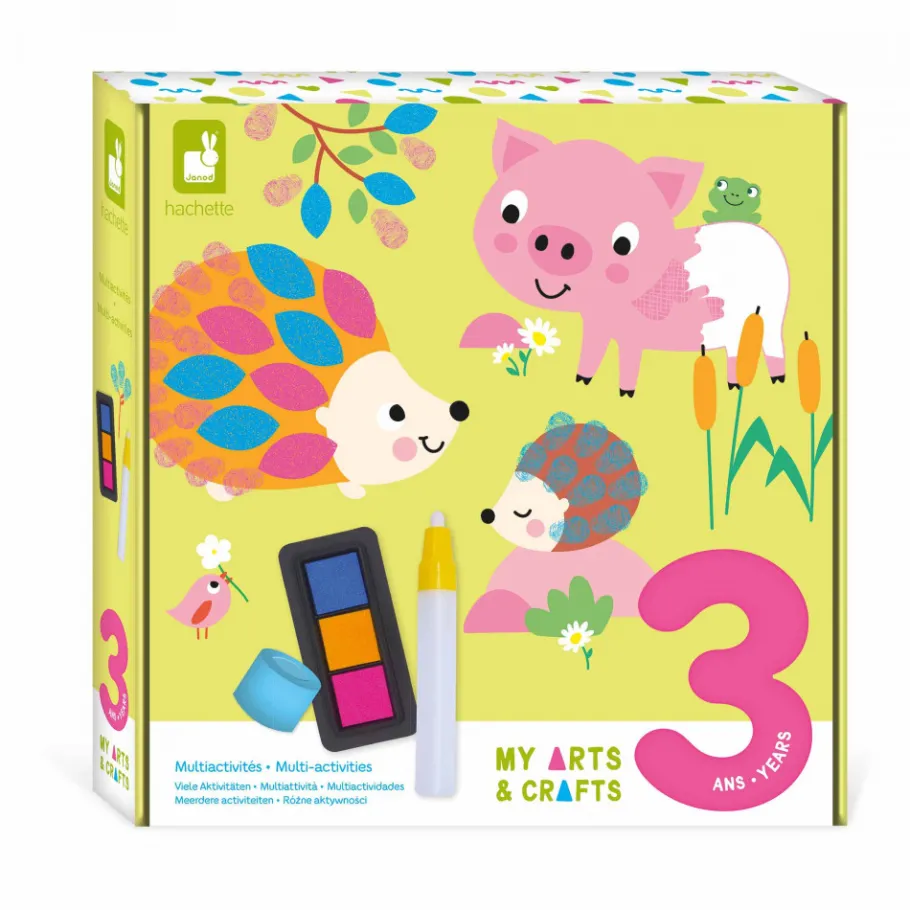Janod Coffret Créatif Multiactivités - 3 ans* Peinture Par Numéro & Coloriage|Tampons & Papeterie