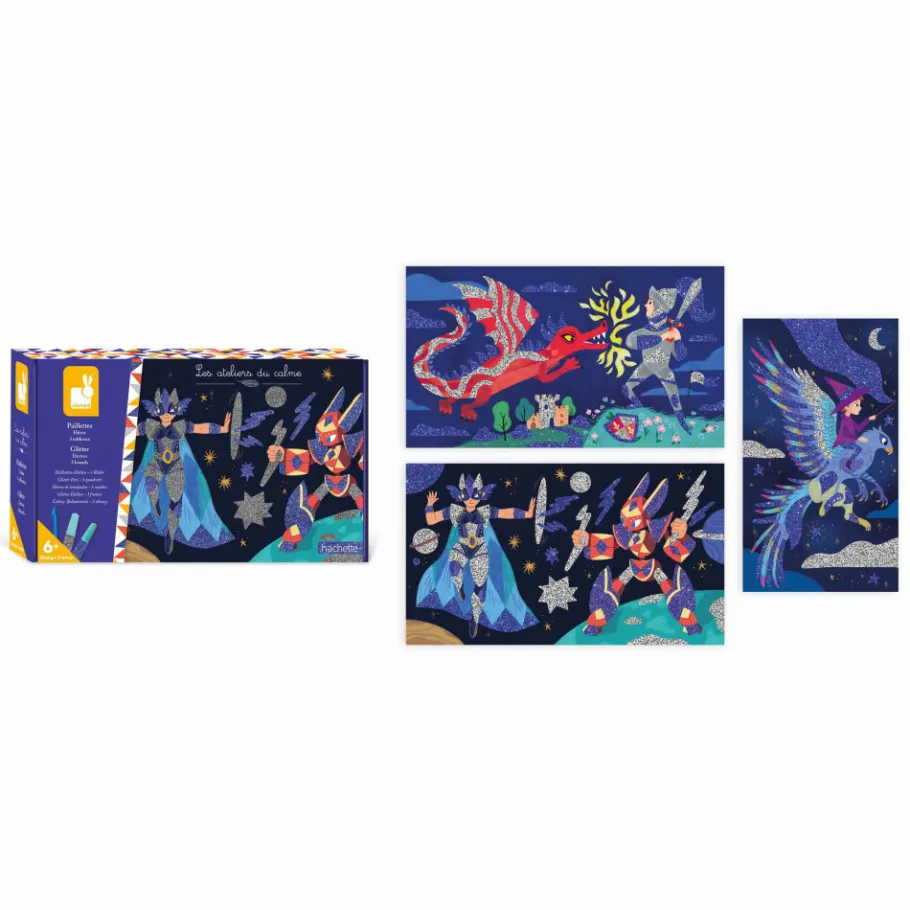 Janod Coffret créatif Paillettes Héros* Sable, Paillettes, Dorure & Strass|Collection "Les Ateliers Du Calme"