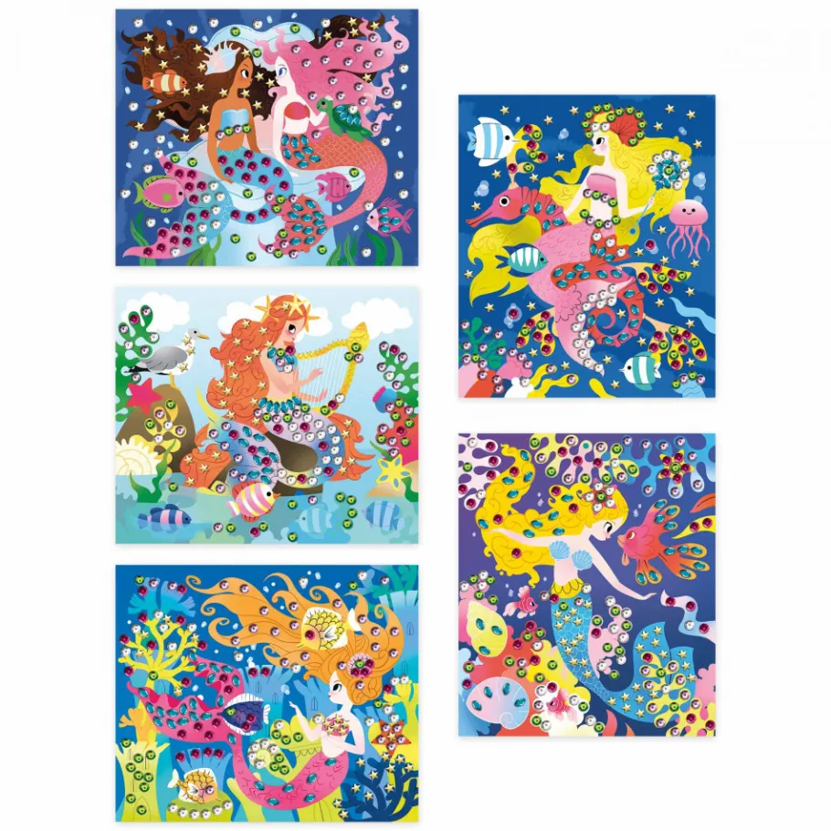 Janod Coffret Créatif Sequins à Coller Sirènes* Sable, Paillettes, Dorure & Strass|Collection "Les Ateliers Du Calme"
