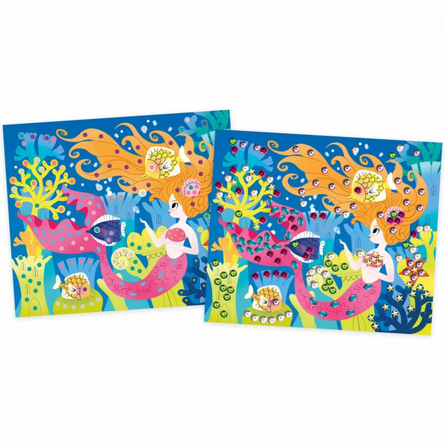 Janod Coffret Créatif Sequins à Coller Sirènes* Sable, Paillettes, Dorure & Strass|Collection "Les Ateliers Du Calme"