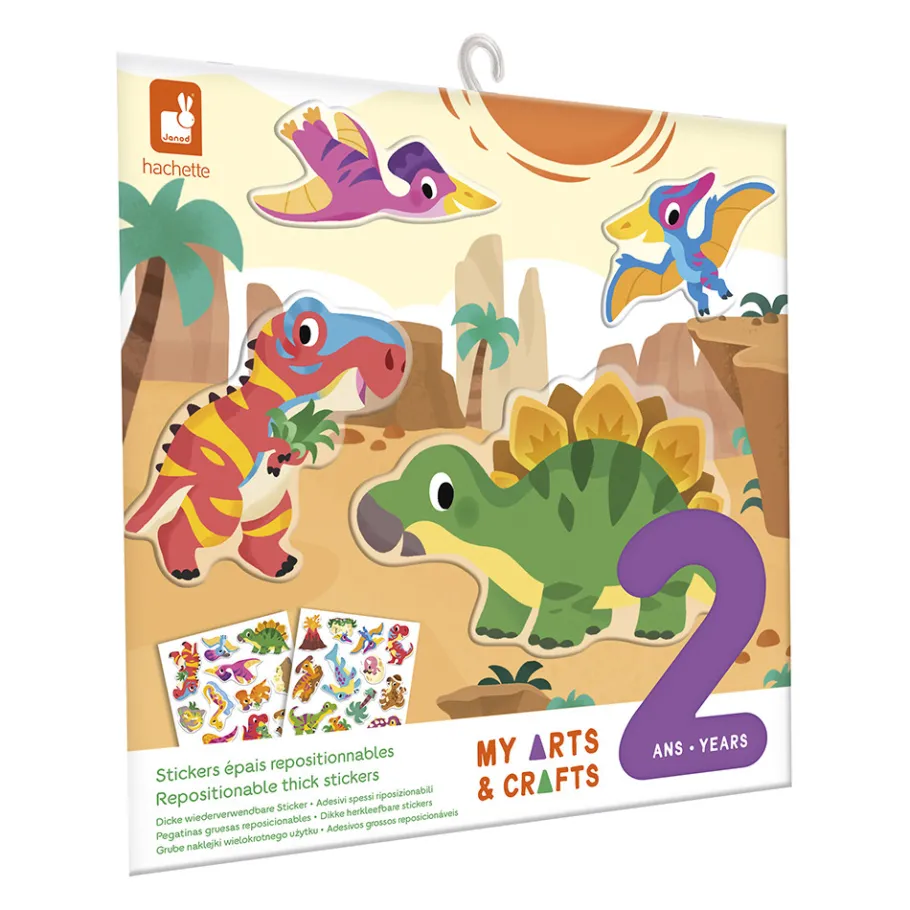Janod Coffret Créatif Stickers Epais Repositionnables Dinos - 2 ans* Mosaïques & Gommettes