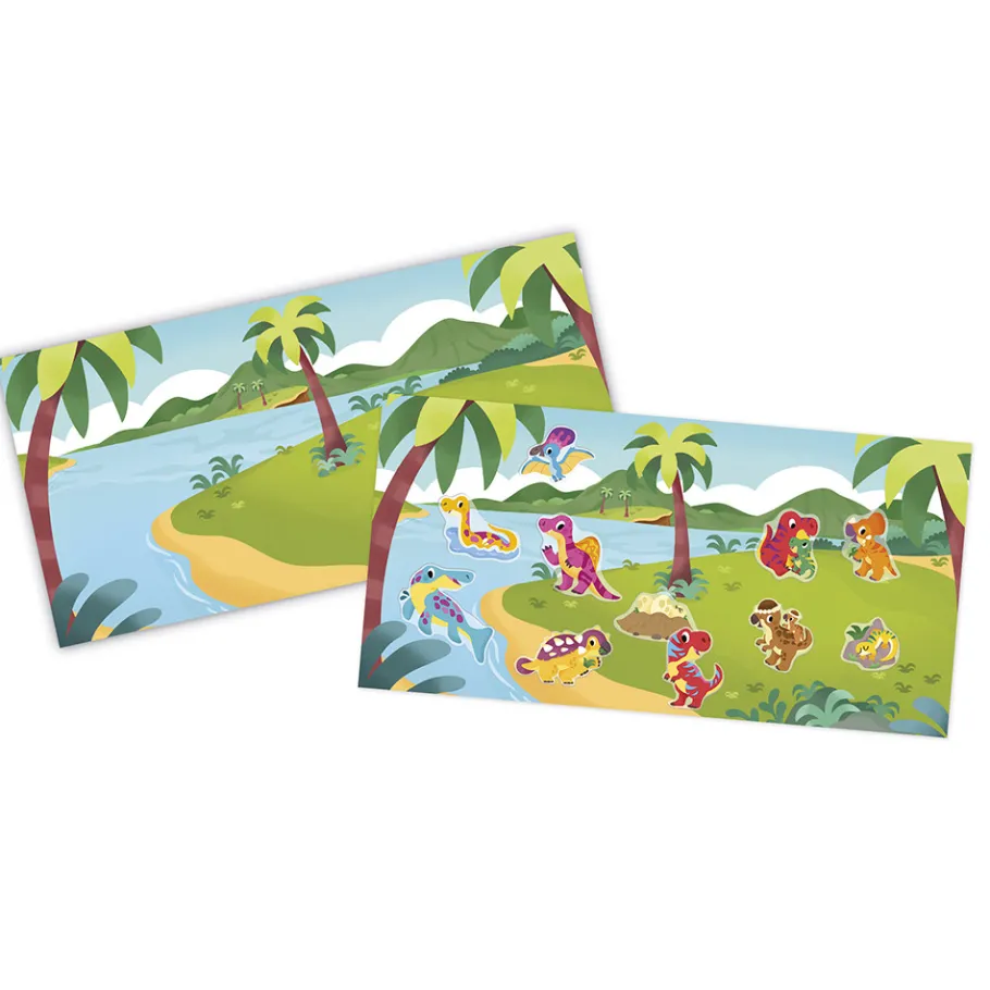 Janod Coffret Créatif Stickers Epais Repositionnables Dinos - 2 ans* Mosaïques & Gommettes