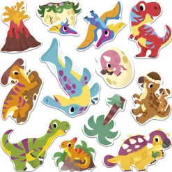 Janod Coffret Créatif Stickers Epais Repositionnables Dinos - 2 ans* Mosaïques & Gommettes