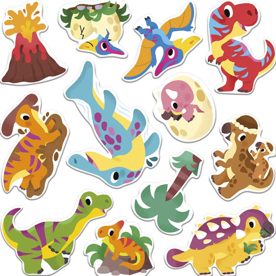Janod Coffret Créatif Stickers Epais Repositionnables Dinos - 2 ans* Mosaïques & Gommettes