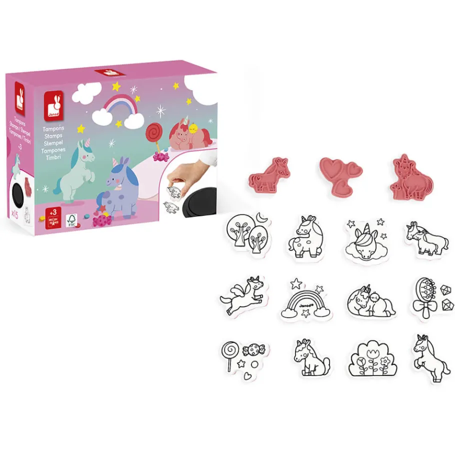 Janod Coffret de 15 Tampons Unicorn Stampinoo* Tampons & Papeterie