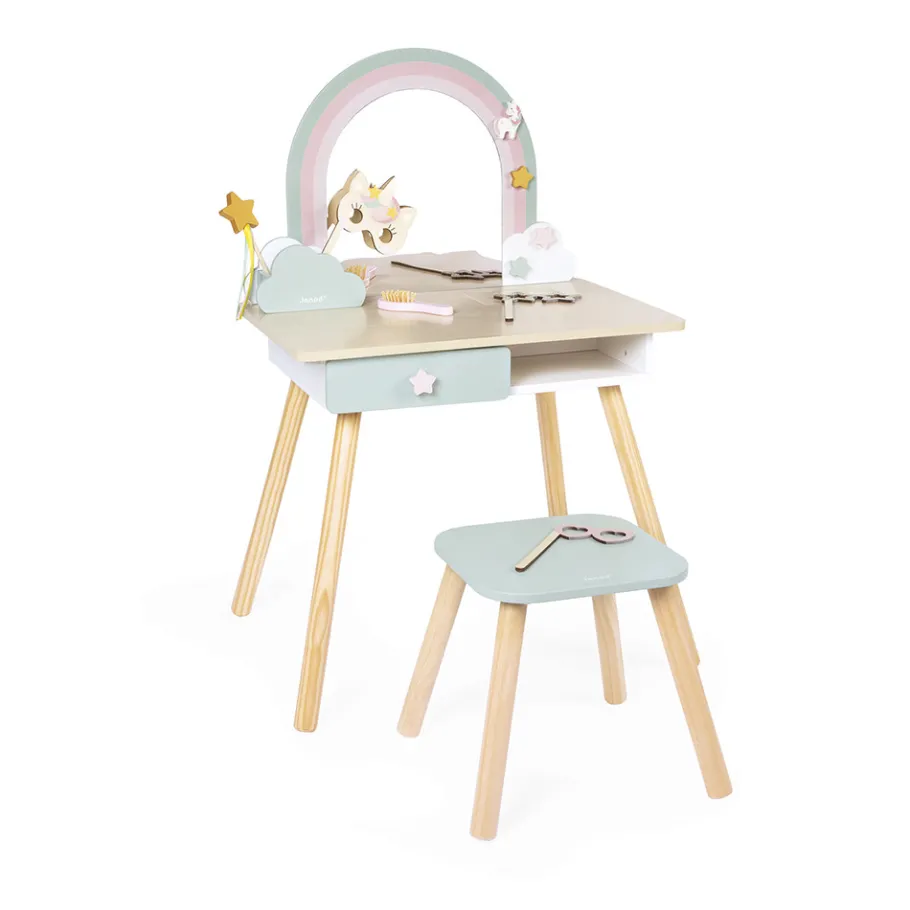 Janod Coiffeuse en bois et accessoires Licorne* Tables & Mobilier|Beauté