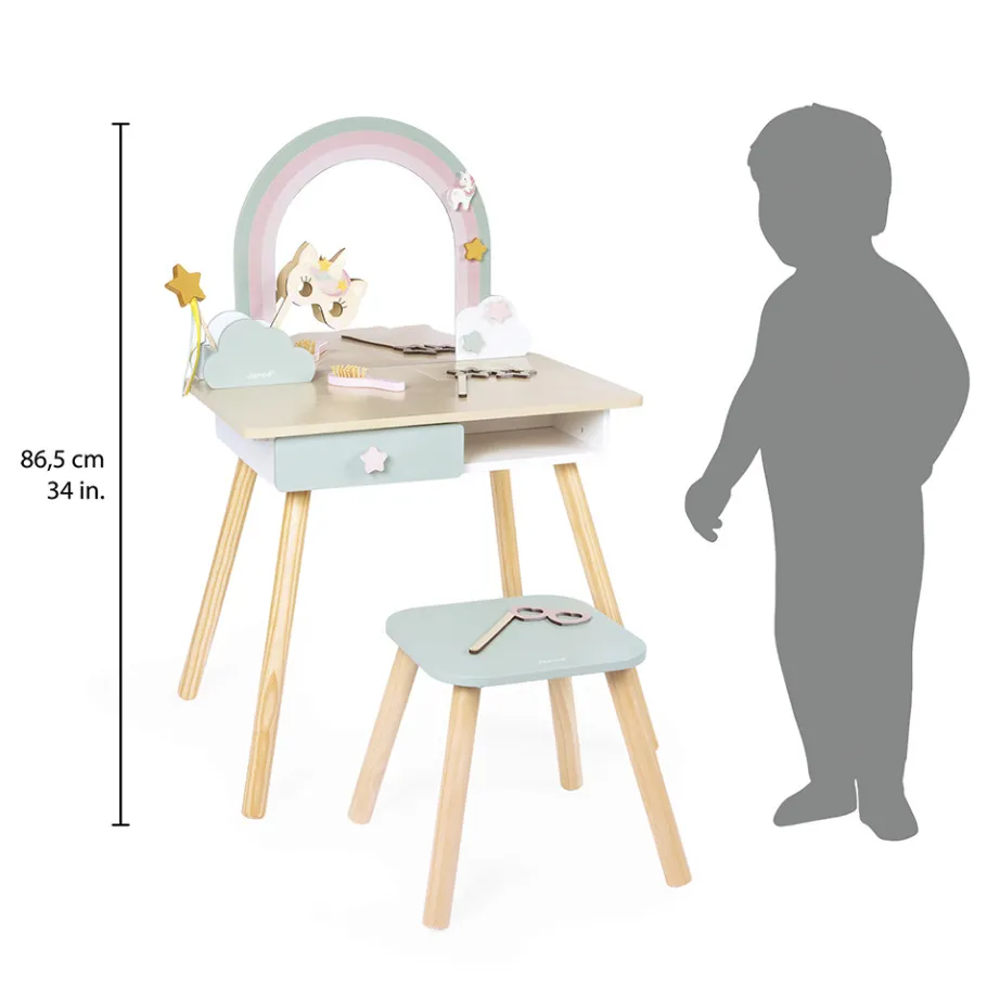 Janod Coiffeuse en bois et accessoires Licorne* Tables & Mobilier|Beauté