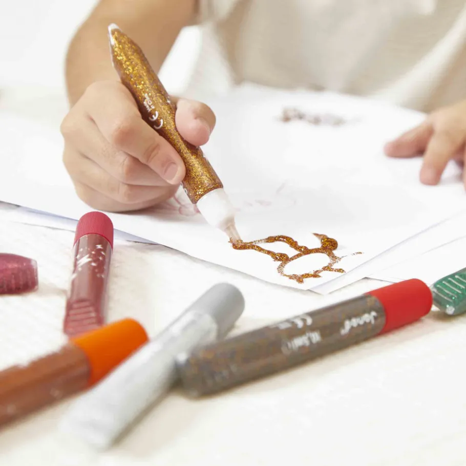 Janod Colle à Paillettes x9 tubes* Peinture Par Numéro & Coloriage|Tampons & Papeterie