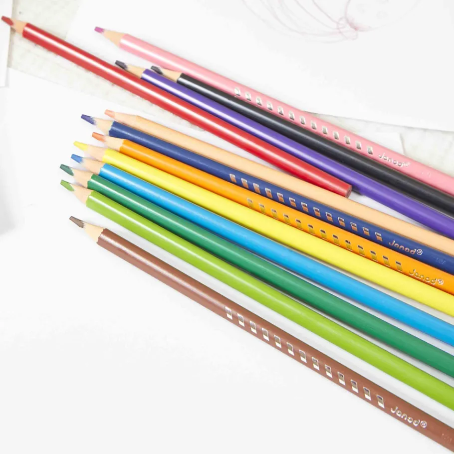 Janod Crayons de Couleur x12* Peinture Par Numéro & Coloriage