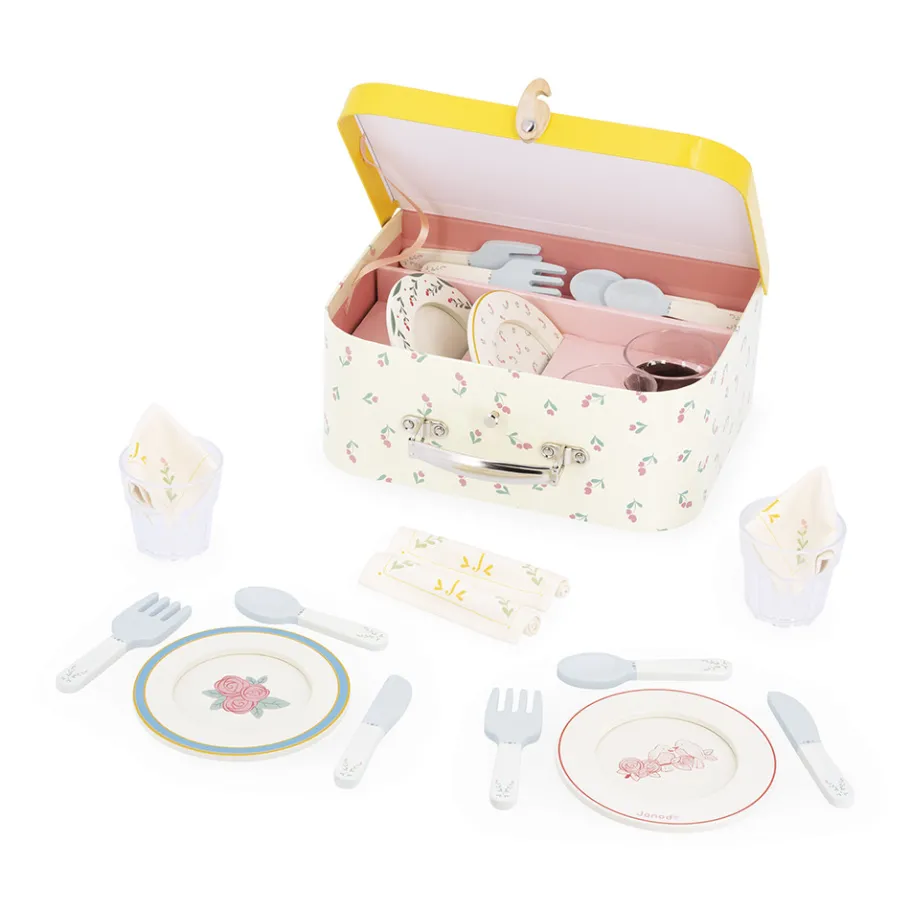 Janod Dinette en valisette Mamie Soleil* Accessoires Poupons, Poupées & Ménage|Cuisines, Dinettes & Marchandes
