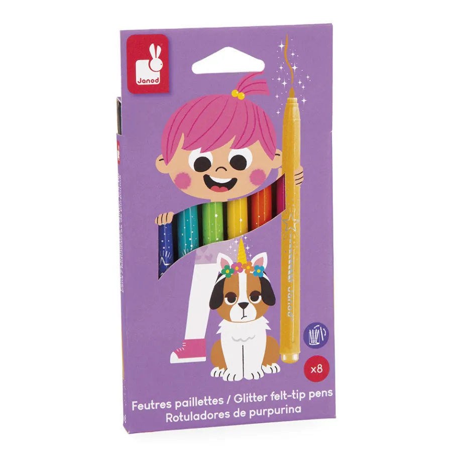 Janod Feutres Pailletés x8* Peinture Par Numéro & Coloriage