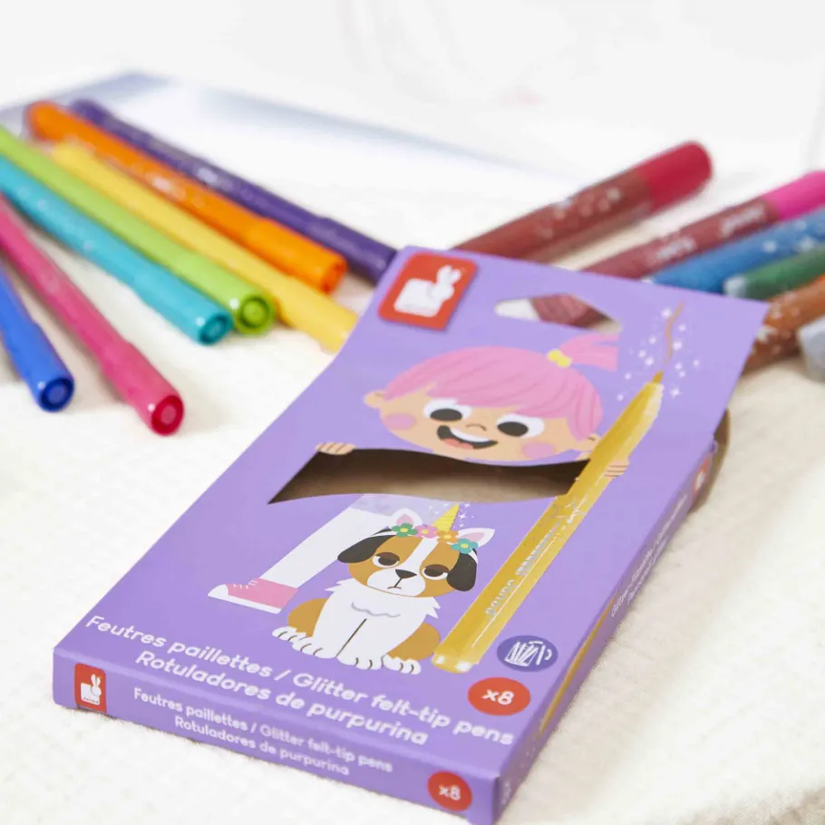 Janod Feutres Pailletés x8* Peinture Par Numéro & Coloriage