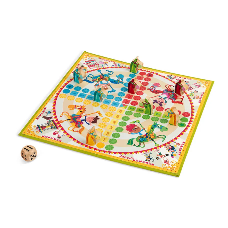 Janod Jeu de petits chevaux carrousel (bois et carton)* Jeux De Parcours