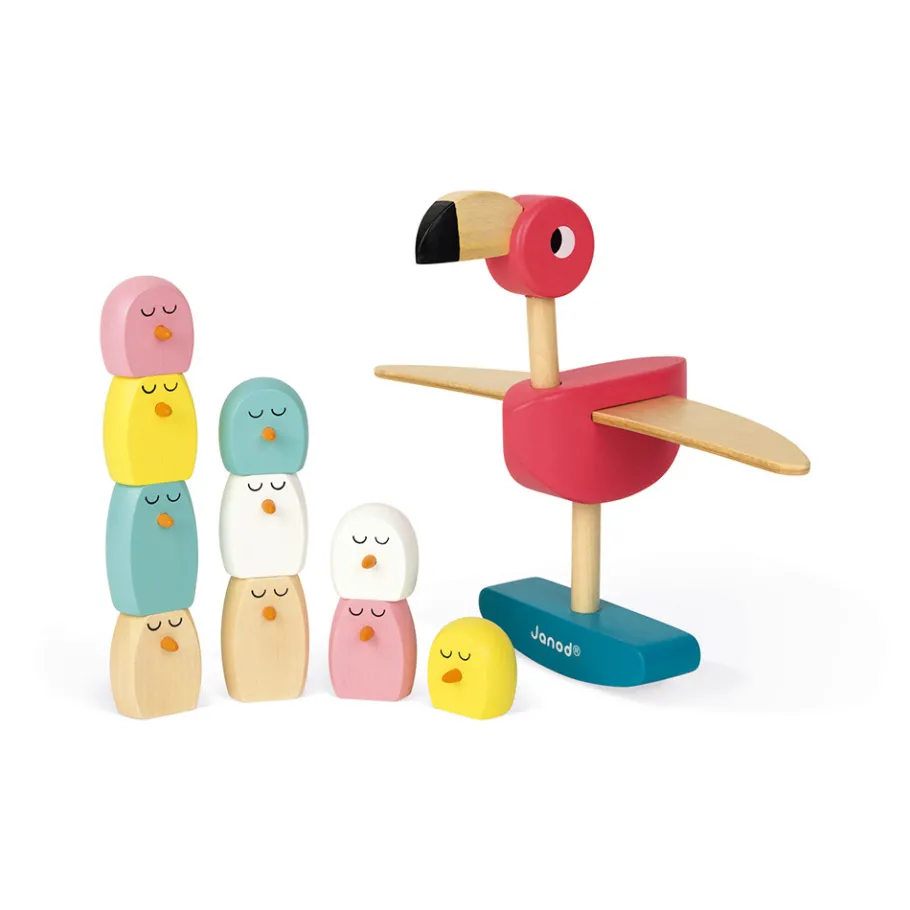 Janod Jeu d'équilibre flamant rose (bois)* Jeux D'Équilibre
