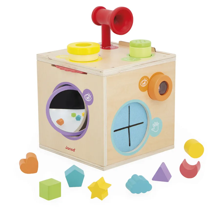 Janod Jeu Sensoriel - Boîte Sensorielle* Cubes & Pyramides|Manipulation & Encastrement