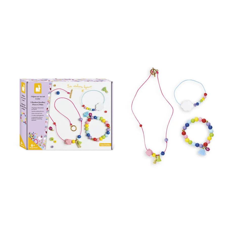 Janod Kit Créatif - 3 Bijoux Arc-En-Ciel à Créer* Collection "Les Ateliers Bijoux" & Les Perles