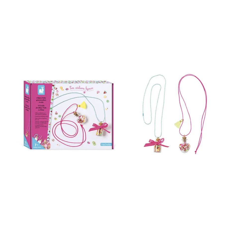 Janod Kit Créatif - 2 Bijoux Fioles Gourmandises à Créer* Collection "Les Ateliers Bijoux" & Les Perles