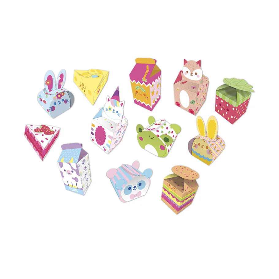 Janod Kit Créatif - 12 Boîtes en Papier Kawaii à Créer* Créations 3D|Collection "Les Ateliers Du Calme"