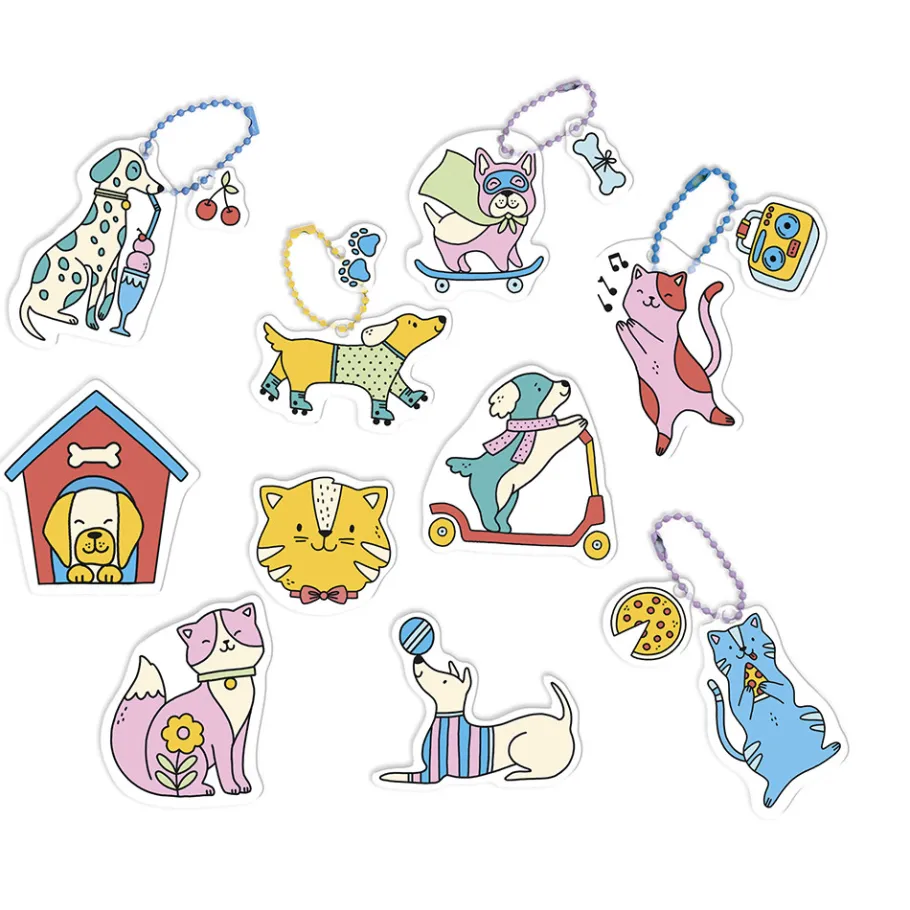 Janod Kit Créatif - 10 Décos en Plastique Fou Chats et Chiens à Créer* Créations 3D|Collection "Les Ateliers Du Calme"