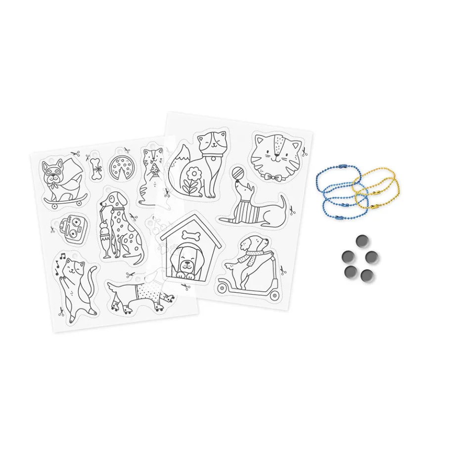 Janod Kit Créatif - 10 Décos en Plastique Fou Chats et Chiens à Créer* Créations 3D|Collection "Les Ateliers Du Calme"
