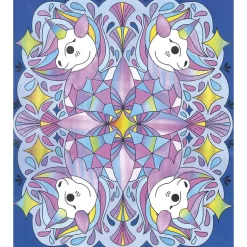 Janod Kit Créatif - 4 Tableaux Peinture Arc-en-Ciel Mandala* Peinture Par Numéro & Coloriage